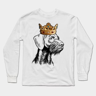 German Wirehaired Pointer Dog King Queen Wearing Crown Long Sleeve T-Shirt